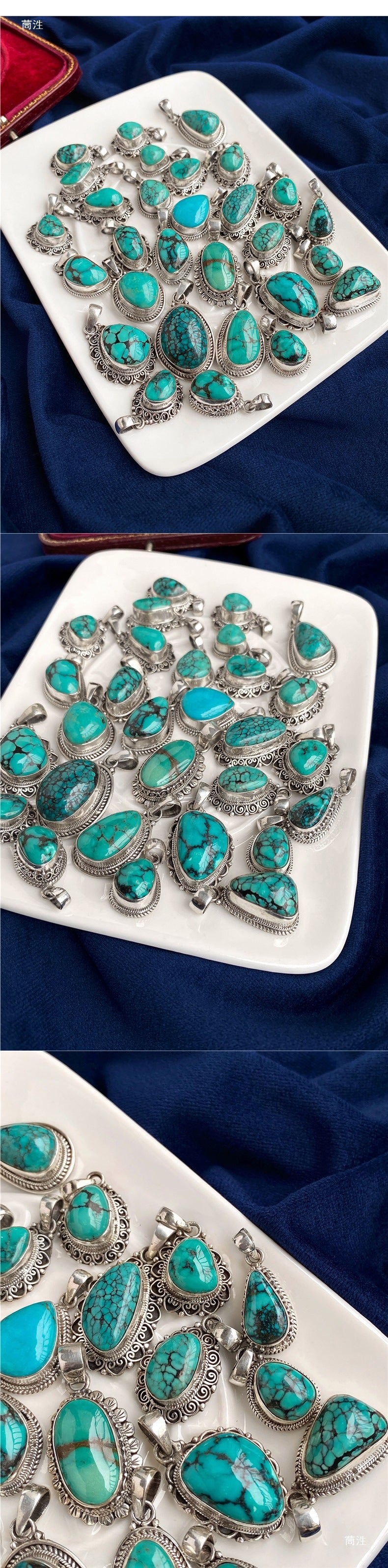 Nepal S925 Sterling Silver Handmade Tibetan Necklace with Turquoise Pendant - ZENHIMA