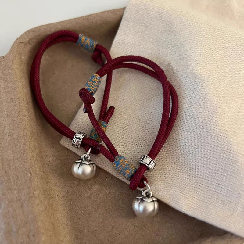 Adjustable 999 Sterling Silver Persimmon Blessing Red String Bracelet – Auspicious for Your Zodiac Year