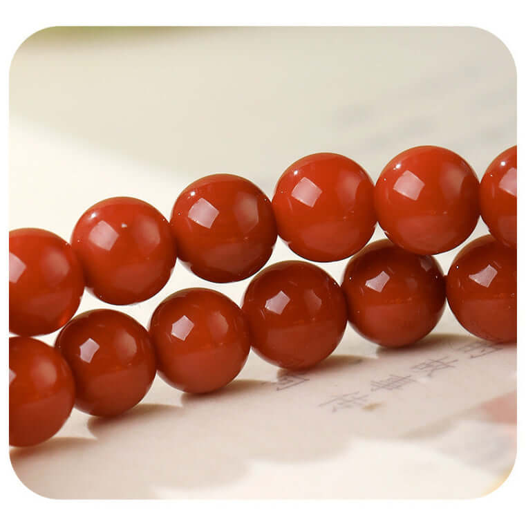 Natural Nanhong Agate Double-Strand Bracelet with Amber & Blue Jade Fortune Beads - ZENHIMA