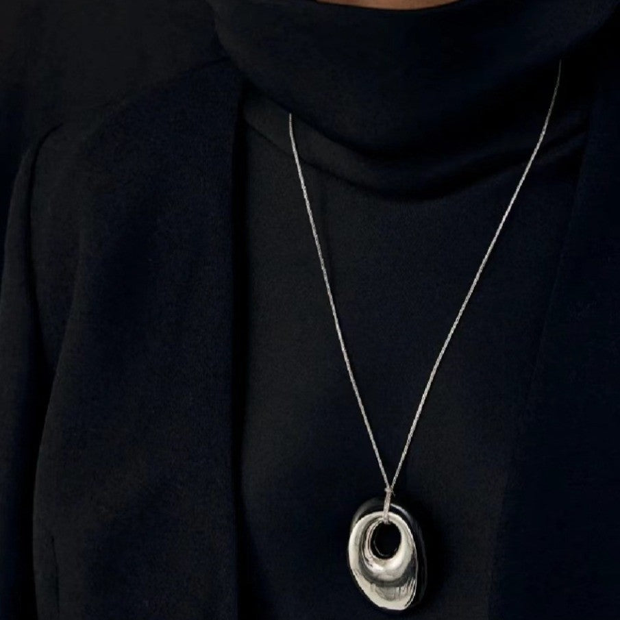 ZenHima Tibetan Black Obsidian Geometric Pendant Necklace – Spiritual Long Mala for Women - ZENHIMA