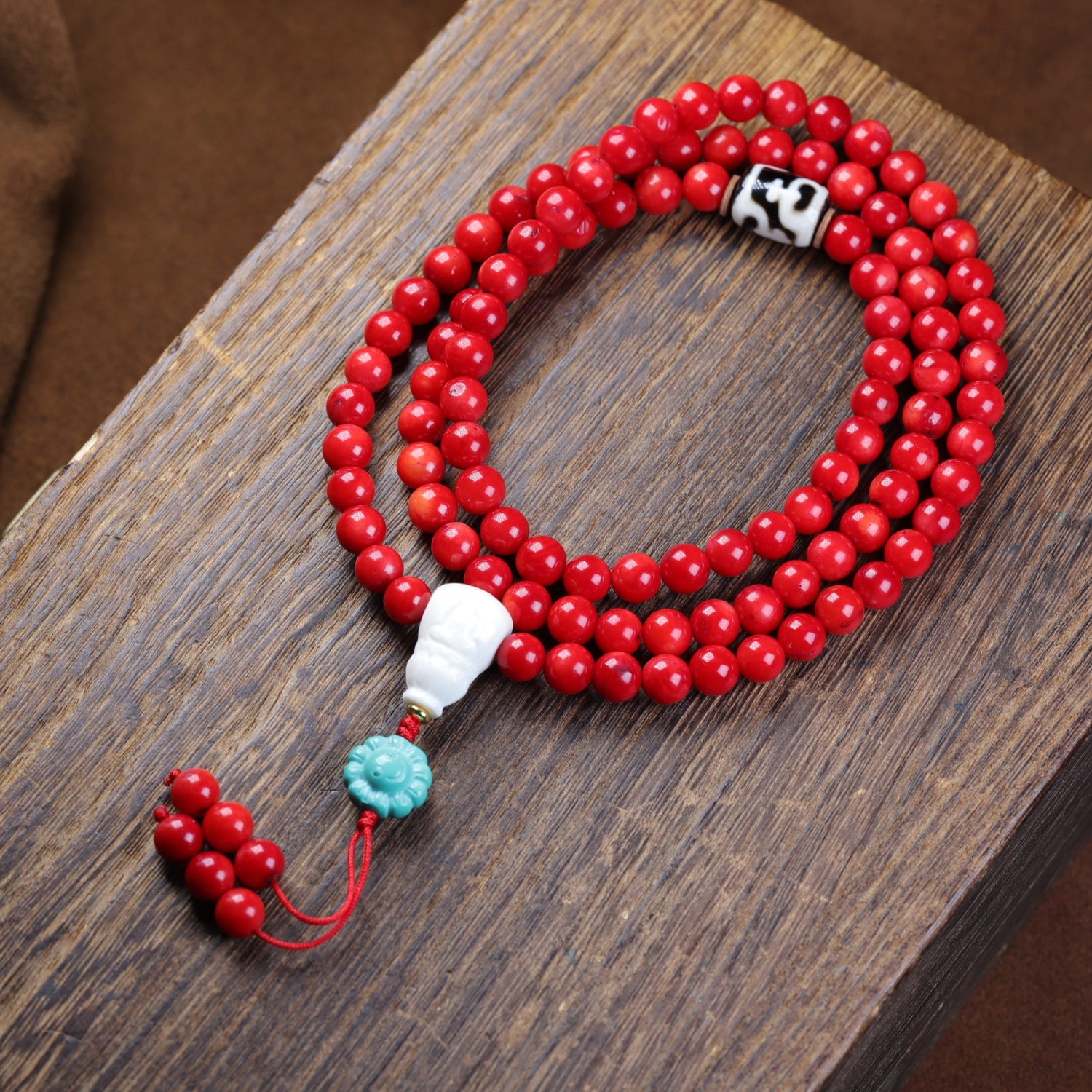 ZenHima Tibetan Natural Turquoise Vintage Necklace with Handmade Red Coral - ZENHIMA