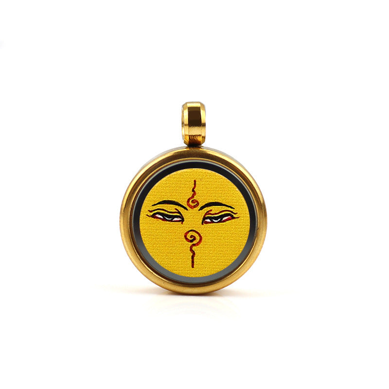 Tibetan Style 1.5cm Stainless Steel Mini Small Thangka - God of Wealth Thangka Gawu Box Pendant - ZENHIMA