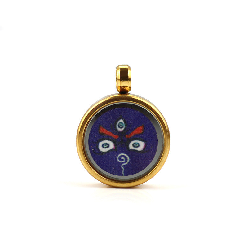 Tibetan Style 1.5cm Stainless Steel Mini Small Thangka - God of Wealth Thangka Gawu Box Pendant - ZENHIMA