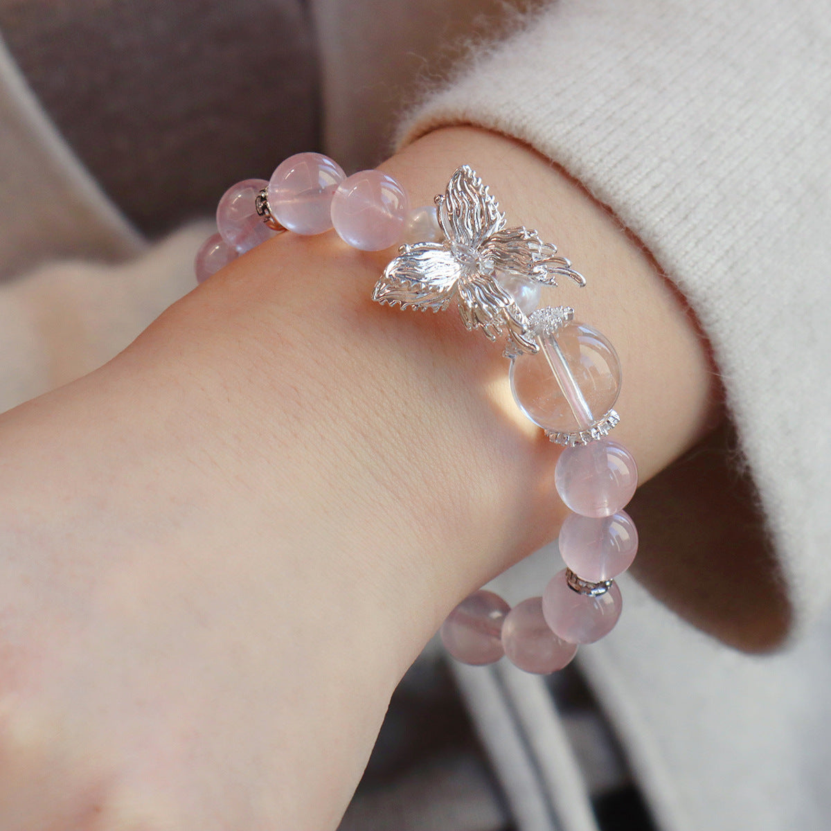 11MM Amethyst Yellow Tower Crystal Pink Crystal Natural Bracelet