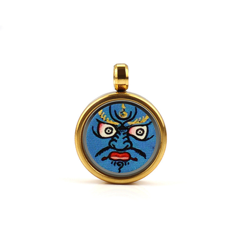 Tibetan Style 1.5cm Stainless Steel Mini Small Thangka - God of Wealth Thangka Gawu Box Pendant - ZENHIMA