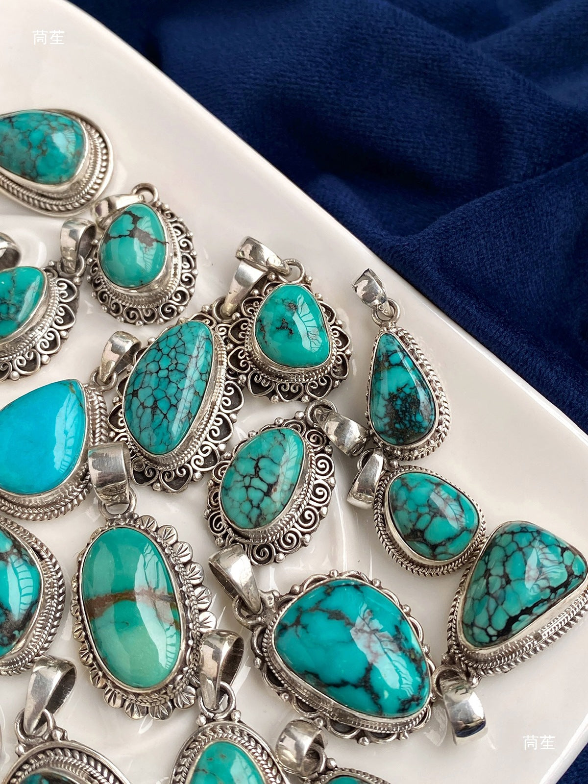 Nepal S925 Sterling Silver Handmade Tibetan Necklace with Turquoise Pendant - ZENHIMA