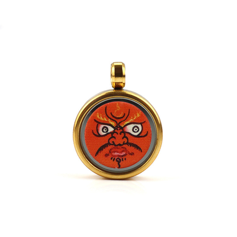 Tibetan Style 1.5cm Stainless Steel Mini Small Thangka - God of Wealth Thangka Gawu Box Pendant - ZENHIMA