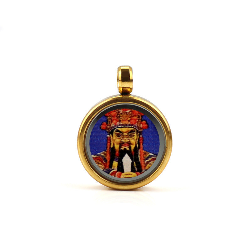 Tibetan Style 1.5cm Stainless Steel Mini Small Thangka - God of Wealth Thangka Gawu Box Pendant - ZENHIMA