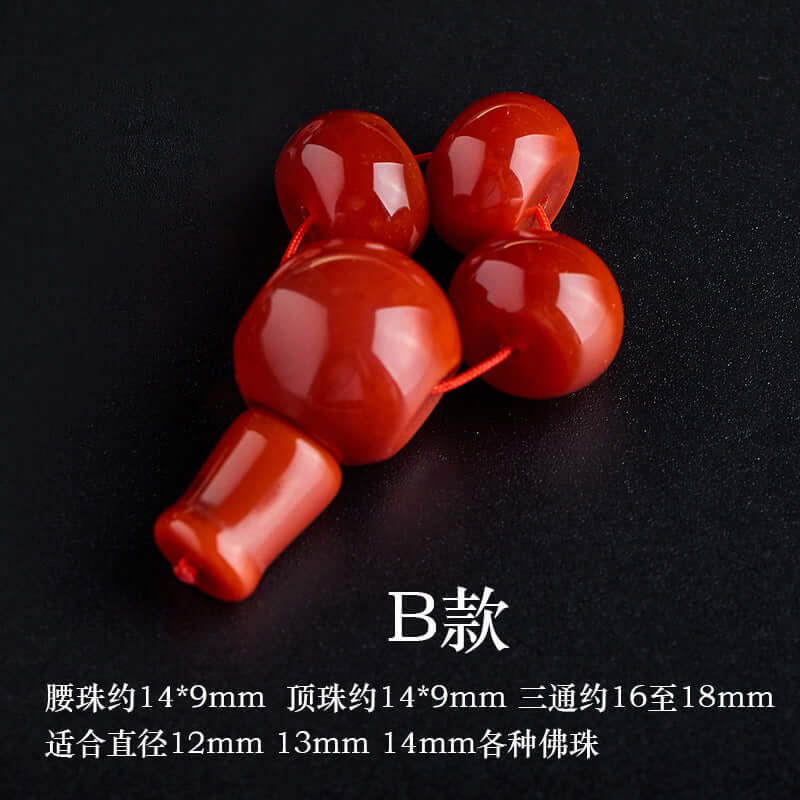 Tibetan Bodhi Prayer Beads with Red Agate Buddha Head and Persimmon-Red Guru Bead - ZENHIMA