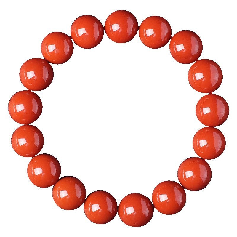 Natural Nanhong Agate Bracelet – Persimmon Red Round Beads for Men and Women - ZENHIMA