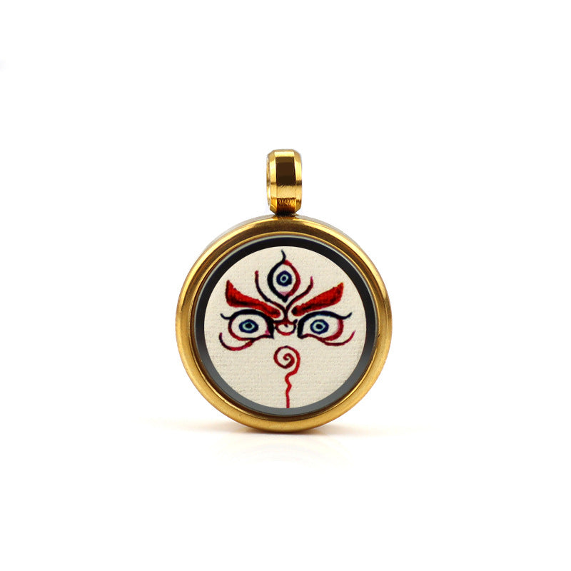 Tibetan Style 1.5cm Stainless Steel Mini Small Thangka - God of Wealth Thangka Gawu Box Pendant - ZENHIMA