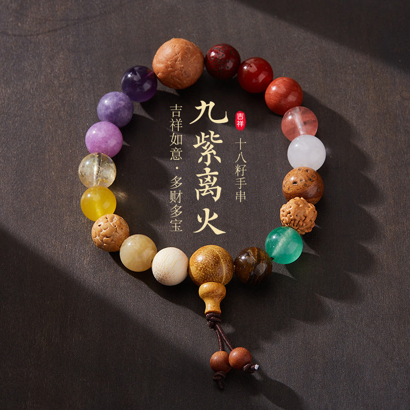 2025 Women’s Nine Purple Fire Bracelet – Natural Amethyst & Phantom Quartz Feng Shui Jewelry - ZENHIMA