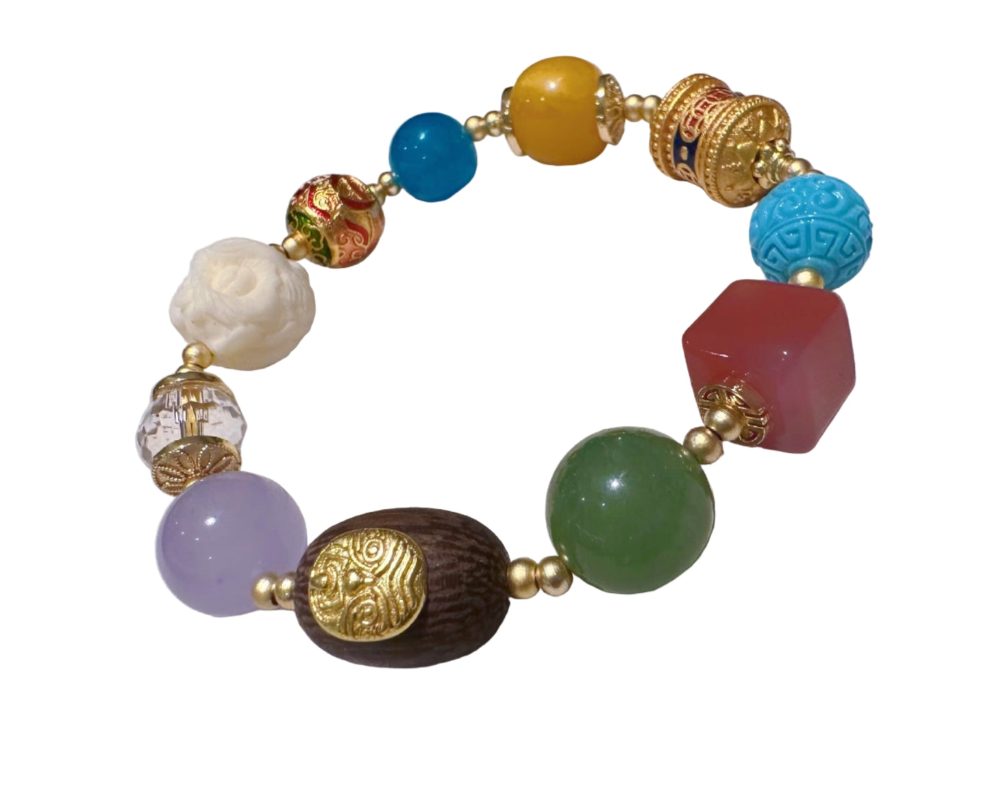 ZenHima Himalayan Bohemian Multi-Gemstone Agate Couple Bracelet - ZENHIMA