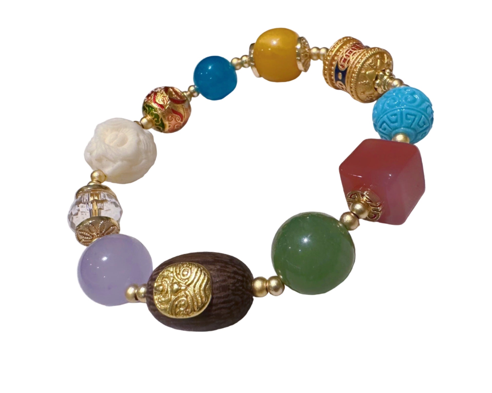 ZenHima Himalayan Bohemian Multi-Gemstone Agate Couple Bracelet - ZENHIMA