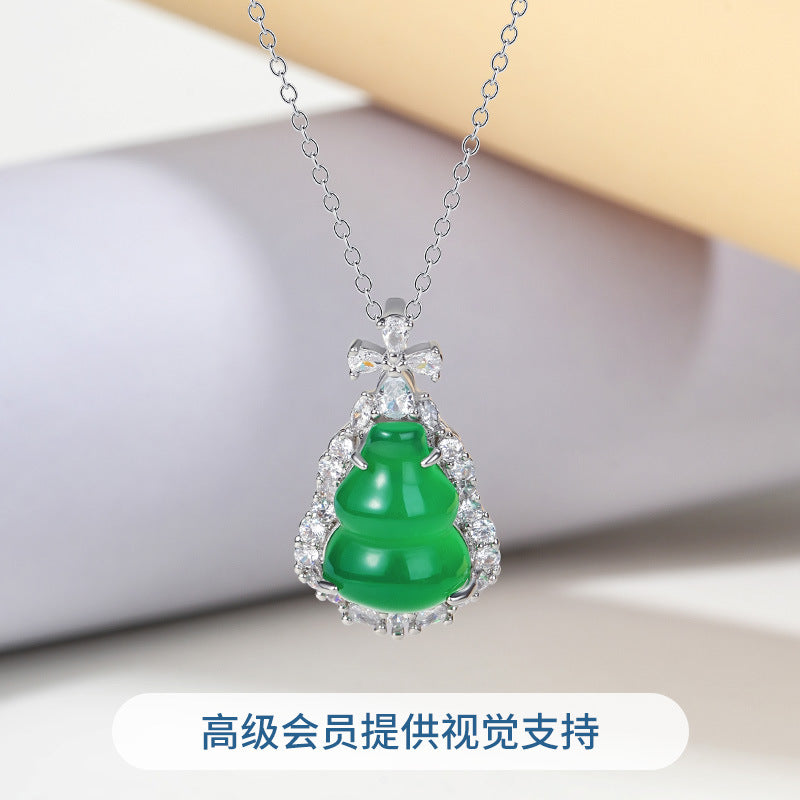 ZenHima Silver Inlaid Agate Fortune Pendant Necklace for Women - ZENHIMA