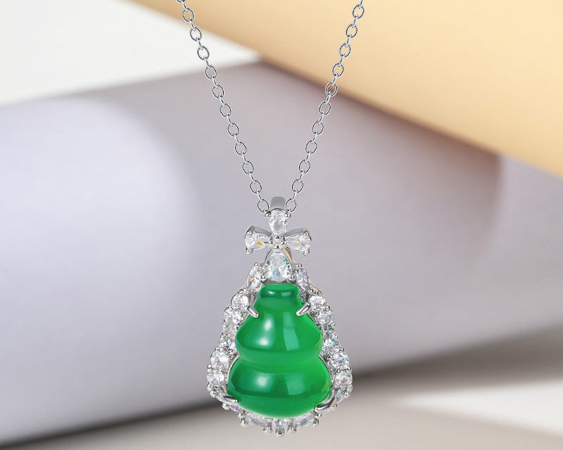 ZenHima Silver Inlaid Agate Fortune Pendant Necklace for Women - ZENHIMA