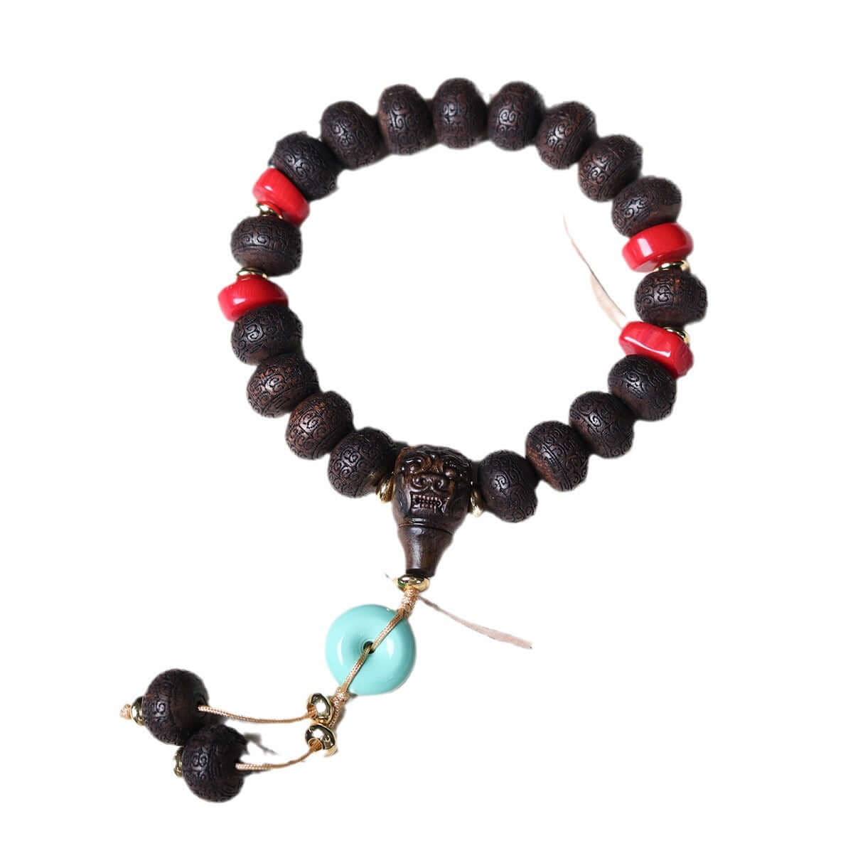 ZenHima Tibetan Hand-Carved Agarwood Bead Bracelet – Spiritual Wooden Mala - ZENHIMA