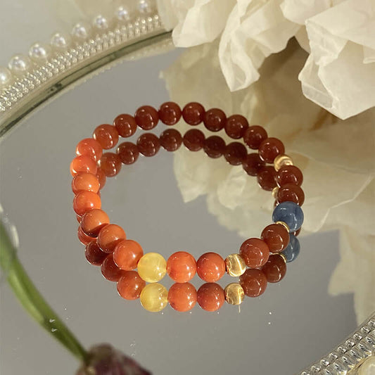 S925 Sterling Silver Bracelet with Nanhong Agate, Blue Crystal & Tiger Eye – Elegant Luxury Jewelry - ZENHIMA