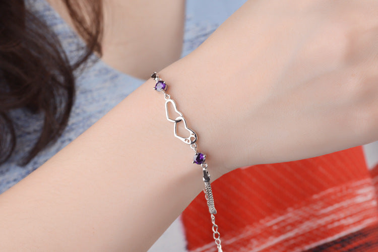ZenHima Heart Amethyst Sterling Silver Bracelet - ZENHIMA