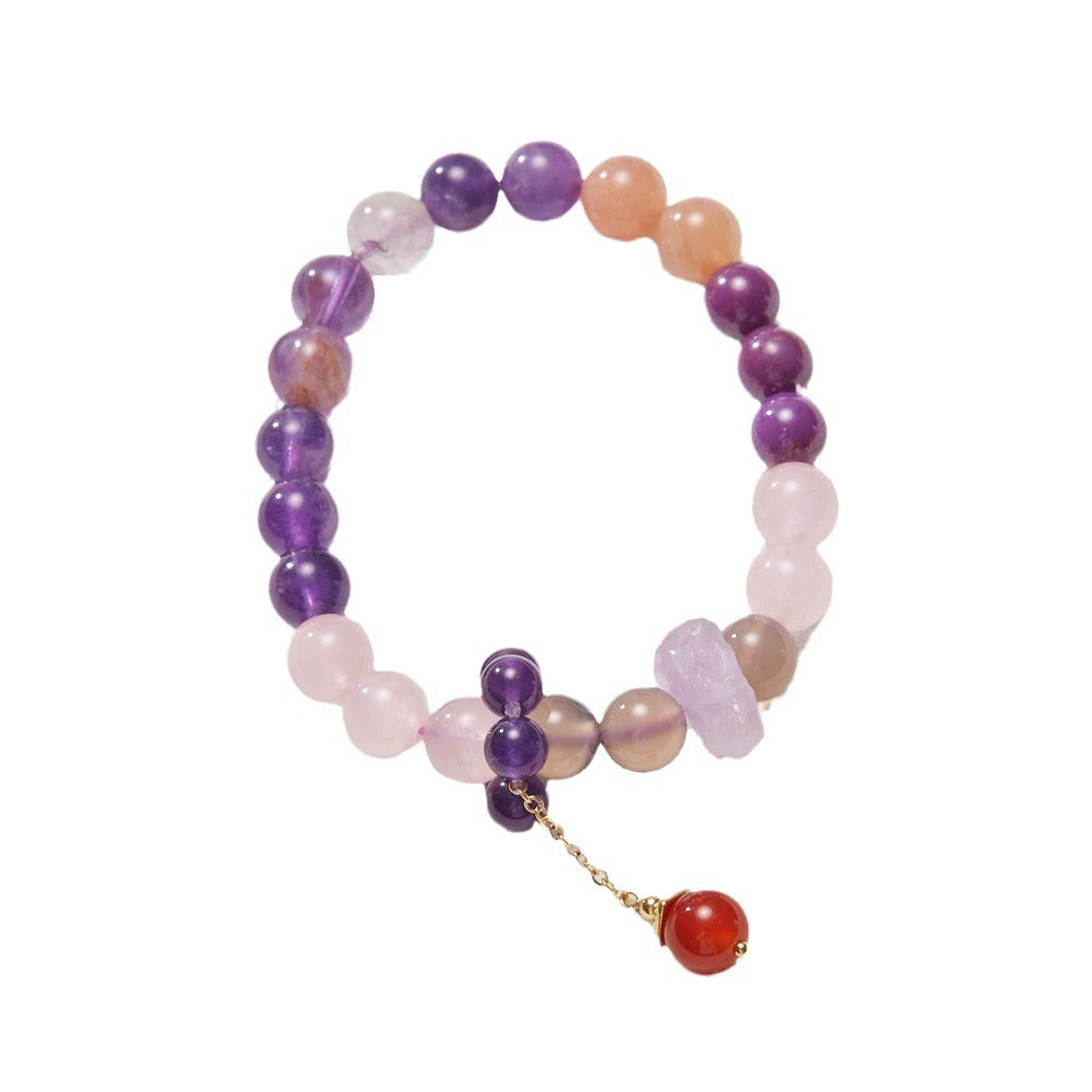 2025 Women’s Nine Purple Fire Bracelet – Natural Amethyst & Phantom Quartz Feng Shui Jewelry - ZENHIMA