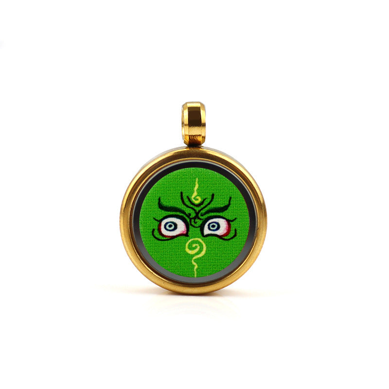 Tibetan Style 1.5cm Stainless Steel Mini Small Thangka - God of Wealth Thangka Gawu Box Pendant - ZENHIMA