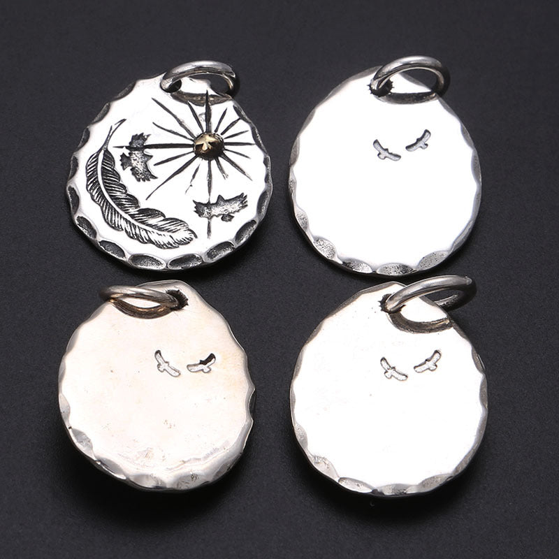 Classic Eagle Series Men’s Pendant in S925 Silver with Double Eagle, Gold Ring and Turquoise - ZENHIMA