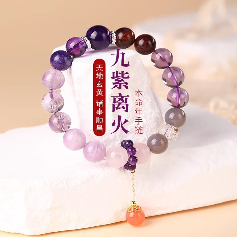 ZenHima Natural Amethyst Nine Purple Fire Bracelet - ZENHIMA