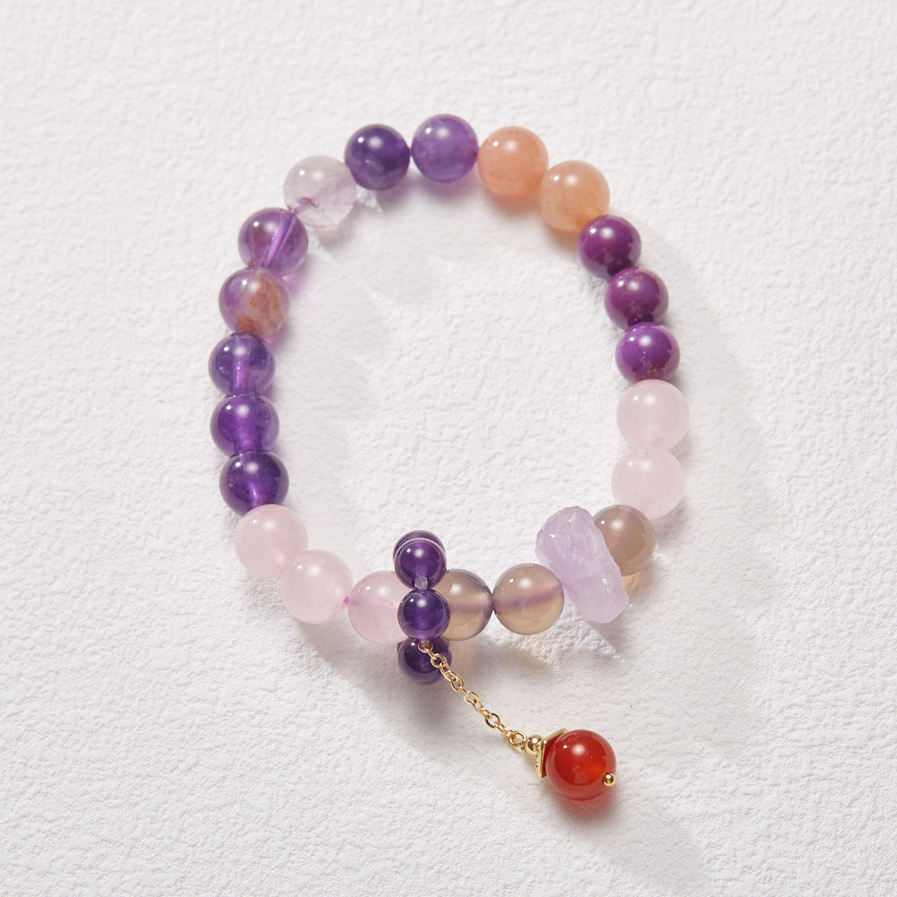 2025 Women’s Nine Purple Fire Bracelet – Natural Amethyst & Phantom Quartz Feng Shui Jewelry - ZENHIMA