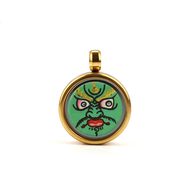 Tibetan Style 1.5cm Stainless Steel Mini Small Thangka - God of Wealth Thangka Gawu Box Pendant - ZENHIMA