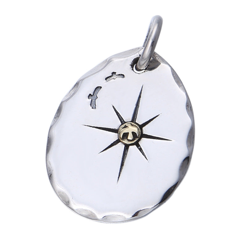 Classic Eagle Series Men’s Pendant in S925 Silver with Double Eagle, Gold Ring and Turquoise - ZENHIMA
