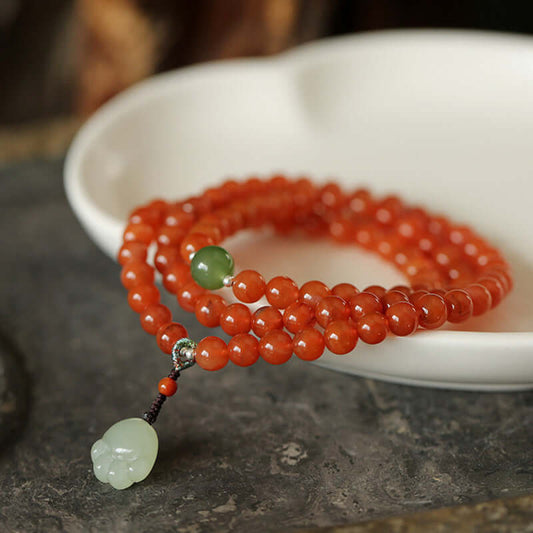 Nanhong Agate 6mm Cherry Red Multi-Layer Bracelet – Women’s 3-Turn Beaded Jewelry - ZENHIMA