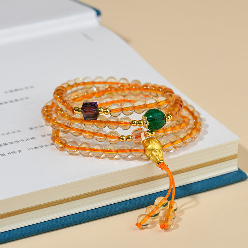 ZenHima Yellow Crystal 108 Bead Mala Necklace & Bracelet for Men & Women - ZENHIMA