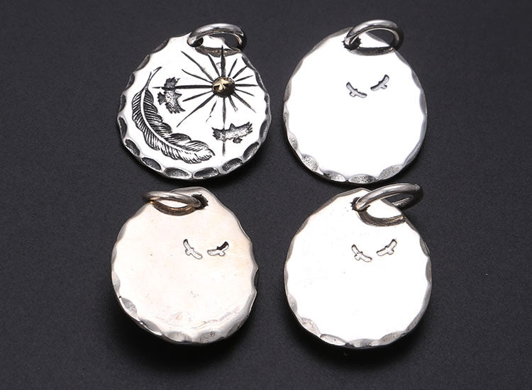 Classic Eagle Series Men’s Pendant in S925 Silver with Double Eagle, Gold Ring and Turquoise - ZENHIMA