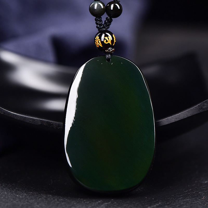 Natural Rainbow Eye Obsidian Dragon Ball Pixiu Pendant Necklace for Men and Women Vintage Trendy - ZENHIMA