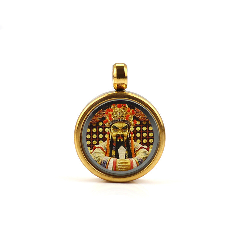 Tibetan Style 1.5cm Stainless Steel Mini Small Thangka - God of Wealth Thangka Gawu Box Pendant - ZENHIMA