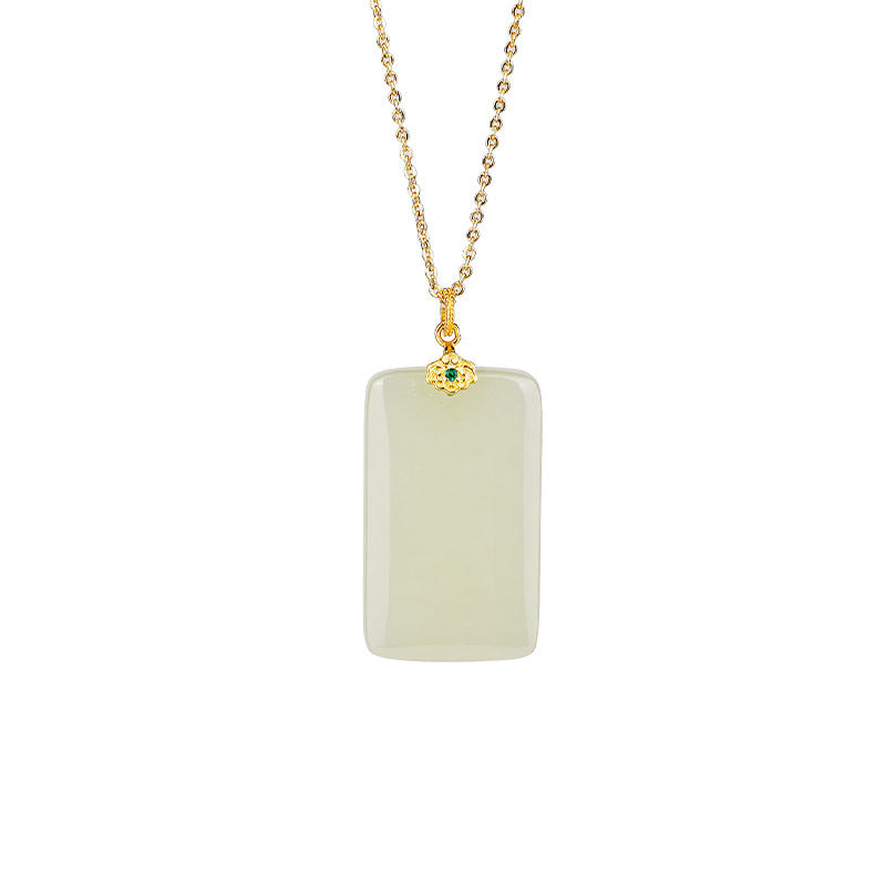 ZenHima Natural Xinjiang Hetian Jade Peace Charm Women's Necklace - ZENHIMA