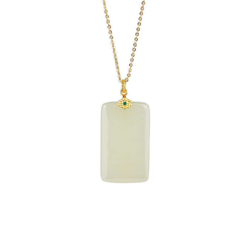 ZenHima Natural Xinjiang Hetian Jade Peace Charm Women's Necklace - ZENHIMA