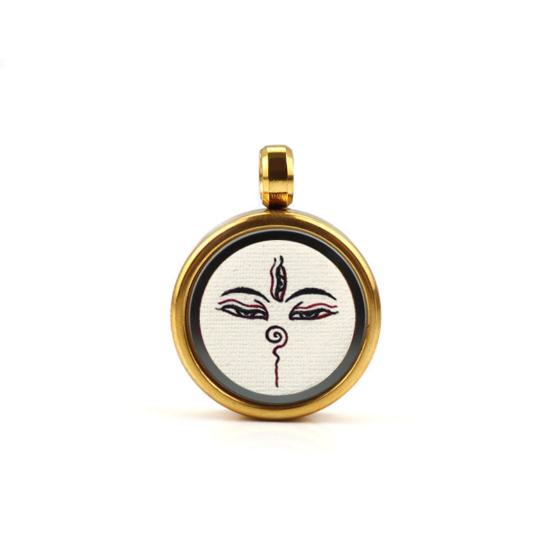 Tibetan Style 1.5cm Stainless Steel Mini Small Thangka - God of Wealth Thangka Gawu Box Pendant - ZENHIMA