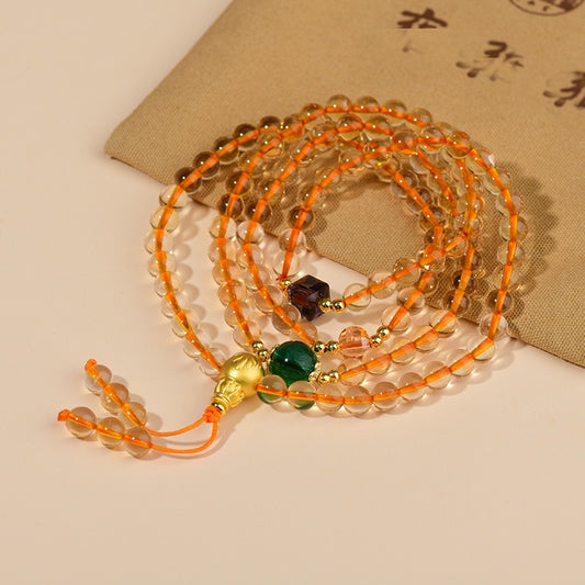 ZenHima Yellow Crystal 108 Bead Mala Necklace & Bracelet for Men & Women - ZENHIMA
