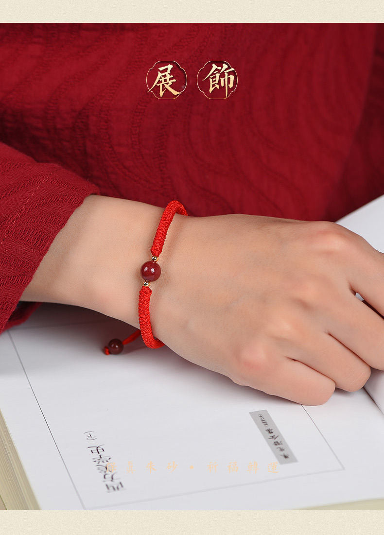 Cinnabar Couple Woven One Heart One Mind Red Rope Bracelet for Women