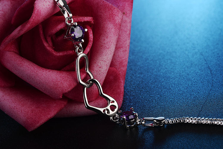 ZenHima Heart Amethyst Sterling Silver Bracelet - ZENHIMA
