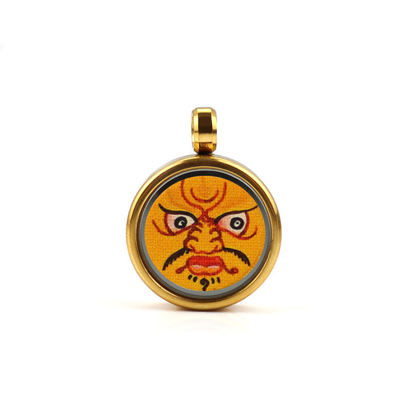 Tibetan Style 1.5cm Stainless Steel Mini Small Thangka - God of Wealth Thangka Gawu Box Pendant - ZENHIMA