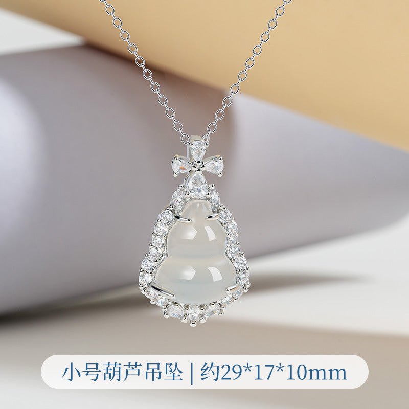 ZenHima Silver Inlaid Agate Fortune Pendant Necklace for Women - ZENHIMA