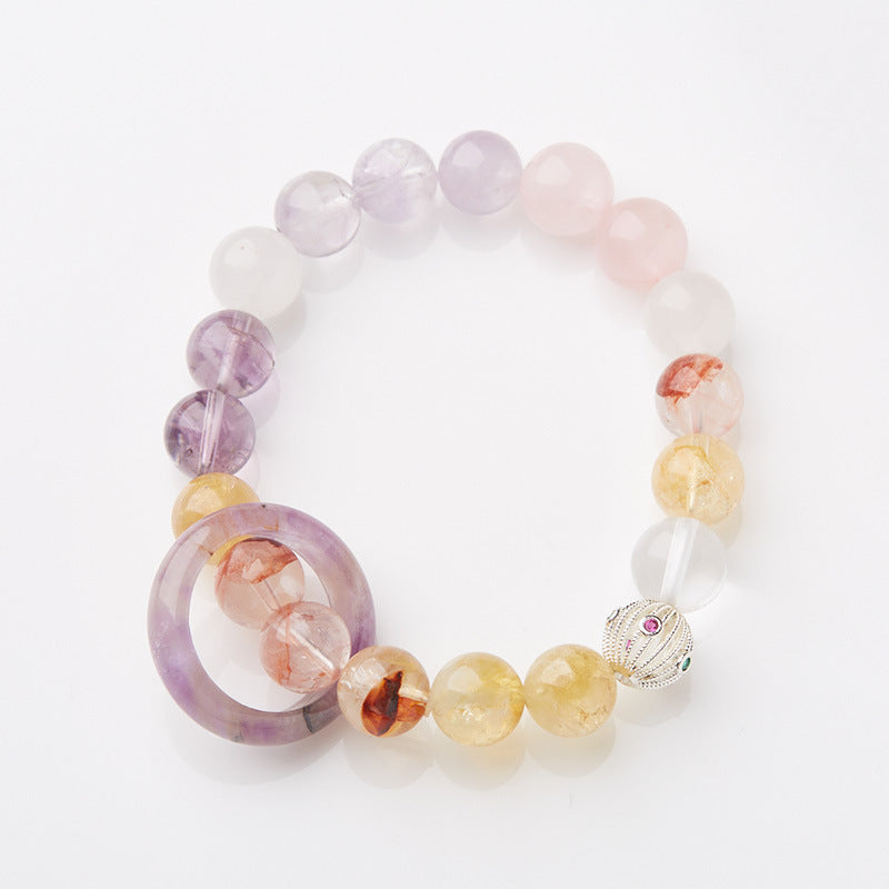 2025 Women’s Nine Purple Fire Bracelet – Natural Amethyst & Phantom Quartz Feng Shui Jewelry - ZENHIMA