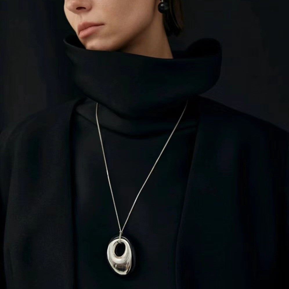 ZenHima Tibetan Black Obsidian Geometric Pendant Necklace – Spiritual Long Mala for Women - ZENHIMA