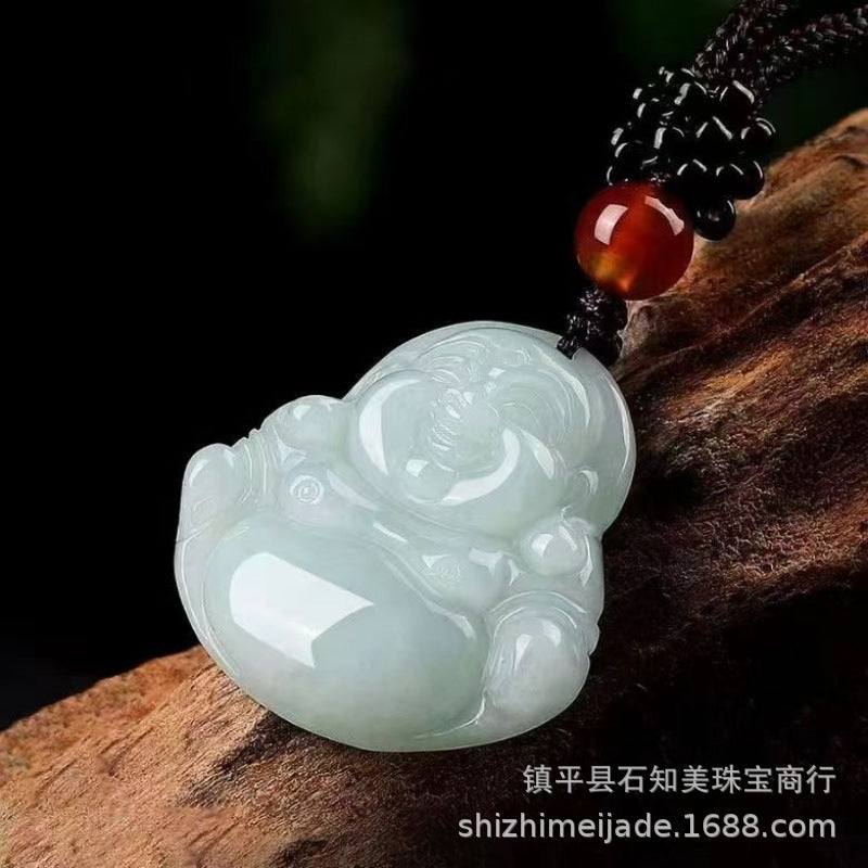 ZenHima Natural Jadeite Maitreya and Guanyin Buddha Necklace - ZENHIMA