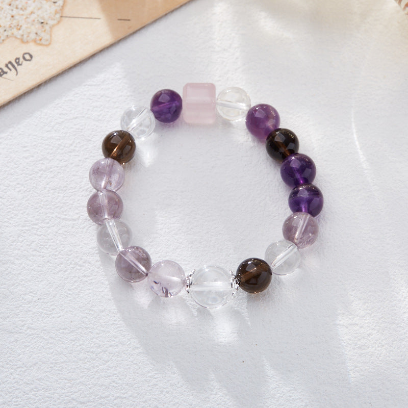 2025 Women’s Nine Purple Fire Bracelet – Natural Amethyst & Phantom Quartz Feng Shui Jewelry - ZENHIMA
