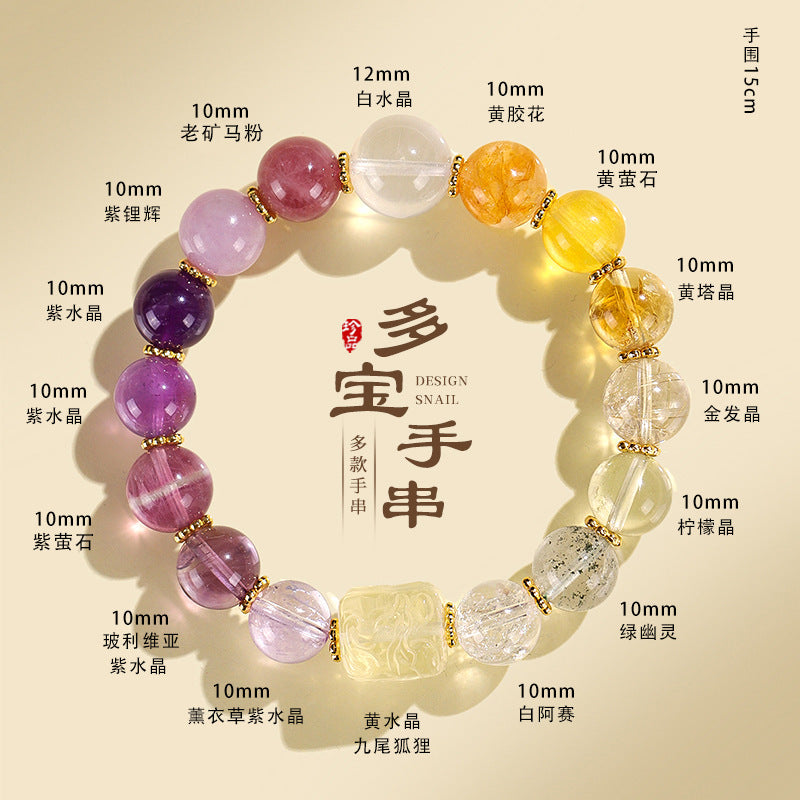 ZenHima Nine-Tailed Fox Amethyst Multi-Gem Beaded Bracelet – Unique Sugar Cube Design - ZENHIMA