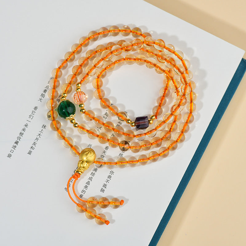 ZenHima Yellow Crystal 108 Bead Mala Necklace & Bracelet for Men & Women - ZENHIMA