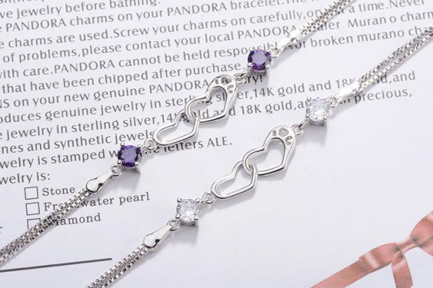 ZenHima Heart Amethyst Sterling Silver Bracelet - ZENHIMA